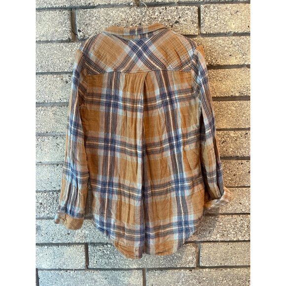Cloth & Stone Brown Plaid Button-Up Shirt With Pockets Womens S Soft Lightweight - Picture 6 of 8
